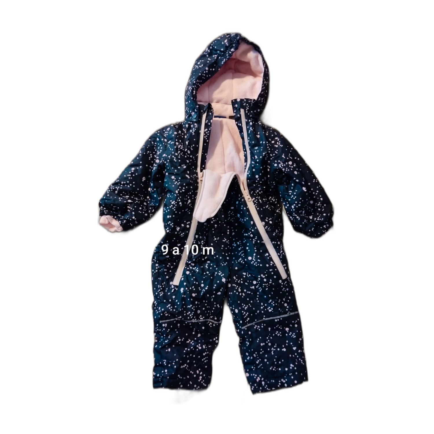 Enterito Nieve Bebe Talla 9m Azul marino estampado puntos bl